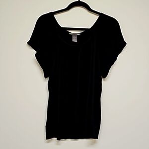 Kenneth Cole Reaction butterfly sleeve top, scoop pleat neck and banded waist